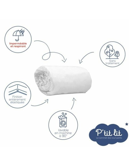 Cot protector P'TIT LIT 70 x 140 cm White 25 Pieces (25 Units)