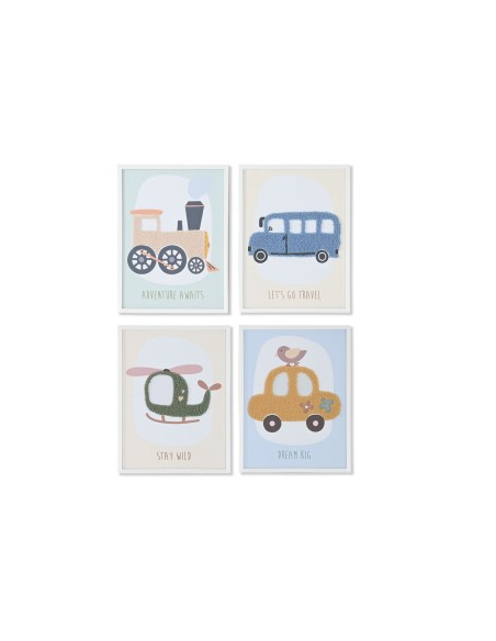 Painting Home ESPRIT Yellow Blue Canvas 30 x 1,8 x 40 cm (4 Units)