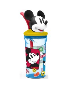 Cup with Straw Mickey Mouse CZ11336 3D Blue
