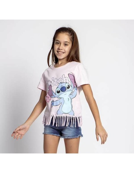 Child's Short Sleeve T-Shirt Stitch Blue Pink