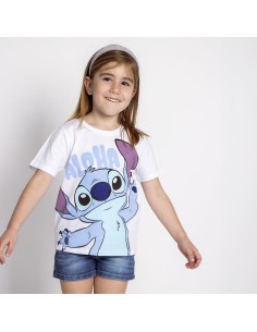 Child's Short Sleeve T-Shirt Stitch White 2
