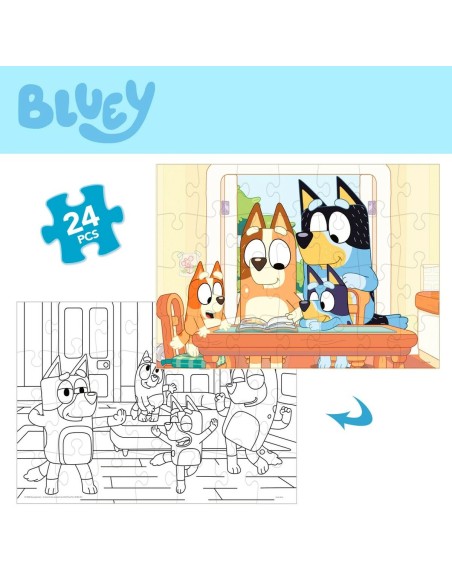 Child's Puzzle Bluey Double-sided 24 Pieces 50 x 35 cm (12 Units)
