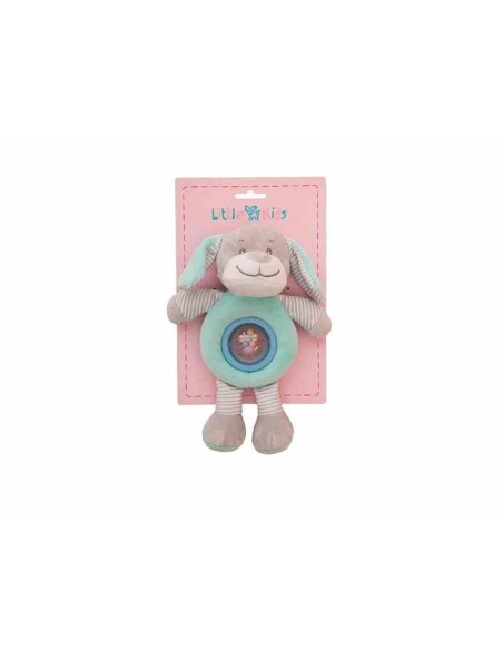 Rattle Cuddly Toy Dog Green 25cm