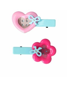 Hair Clips Inca   Flower Heart Buttons (2 Pieces)