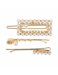 Bun hairpins Inca   Golden Beads 3 Pieces