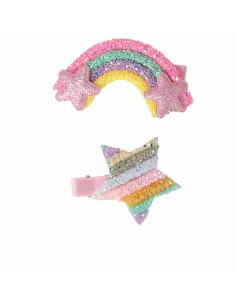 Hair Clips Inca Star Rainbow 2 Units