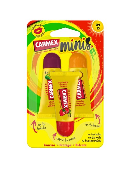 Moisturising Lip Balm Carmex Triplo Strawberry Pineapple 3 Pieces Cherry Spf 15