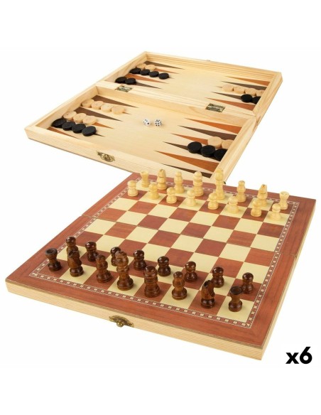 Chess and Checkers Board CB Games Wood Backgammon (6 Units)