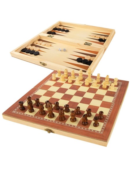 Chess and Checkers Board CB Games Wood Backgammon (6 Units)