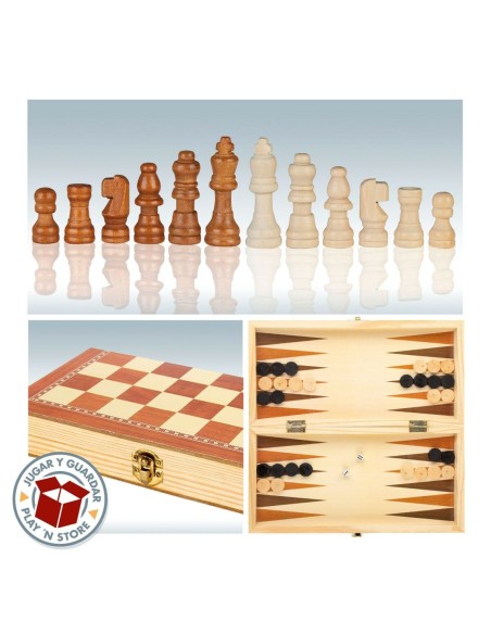Chess and Checkers Board CB Games Wood Backgammon (6 Units)