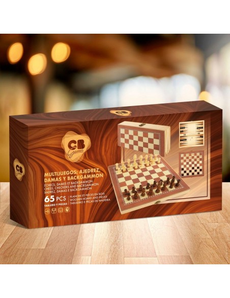 Chess and Checkers Board CB Games Wood Backgammon (6 Units)