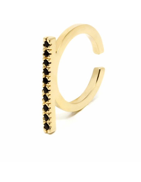 Ladies' Ring Shabama Manhattan Brass gold-plated Black Adjustable