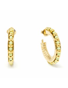 Ladies' Earrings Shabama Etiopia Brass gold-plated Green 2 cm