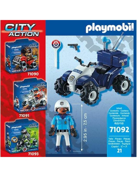 Vehicle Playset Playmobil Speed Quad City Action 71092 Police Officer (21 pcs)