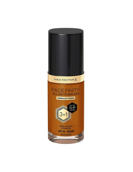 Liquid Make Up Base Max Factor Facefinity All Day Flawless 3-in-1 Nº 100 Cocoa 30 ml
