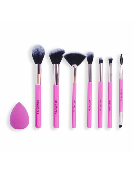 Set of Make-up Brushes Revolution Make Up The Brush Edit Pink 8 Pieces