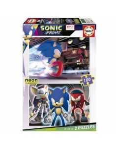 2-Puzzle Set Educa Neon Sonic 100 Pieces