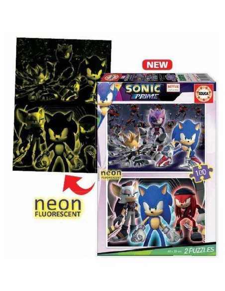 2-Puzzle Set Educa Neon Sonic 100 Pieces