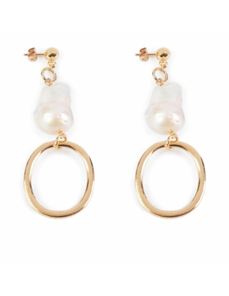 Ladies' Earrings Shabama Balboa Brass gold-plated Beads 8 cm