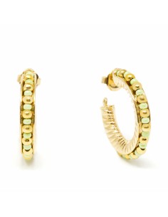 Ladies' Earrings Shabama Etiopia Brass gold-plated Green 3 cm