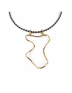 Ladies' Necklace Shabama Malawi Brass Flash gold-plated Leather 38 cm