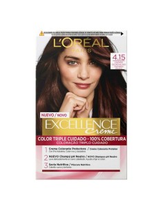Permanent Dye Excellence L'Oréal Paris Excellence 4.15 Dark Brown Nº 9.0-rubio muy claro Nº 8.0-rubio claro 192 ml