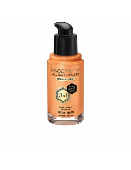 Crème Make-up Base Max Factor Face Finity All Day Flawless 3-in-1 Spf 20 Nº N84 Soft toffee 30 ml