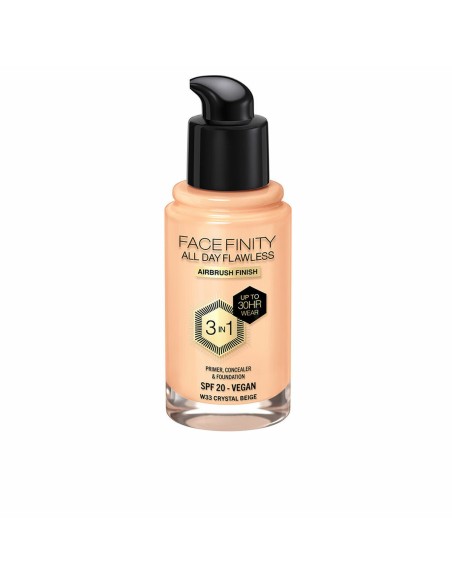 Crème Make-up Base Max Factor Face Finity All Day Flawless 3-in-1 Spf 20 Nº W33 Crystal beige 30 ml