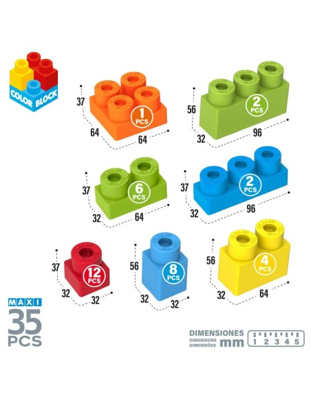 Construction set Color Block Basic Bucket 35 Pieces (6 Units)