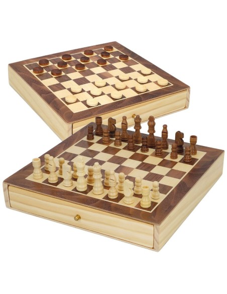 Chess and Checkers Board CB Games Wood Drawer (4 Units)