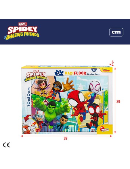 Child's Puzzle Spidey Double-sided 24 Pieces 70 x 1,5 x 50 cm (6 Units)