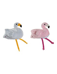 Fluffy toy DKD Home Decor White Pink Children's Pink flamingo 34 x 25 x 27 cm (2 Units)