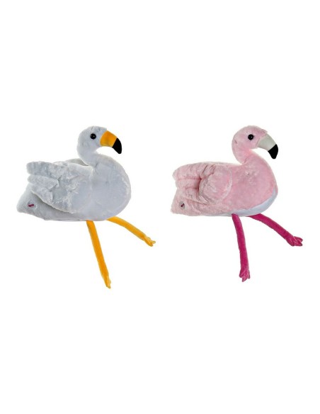 Fluffy toy DKD Home Decor White Pink Children's Pink flamingo 34 x 25 x 27 cm (2 Units)