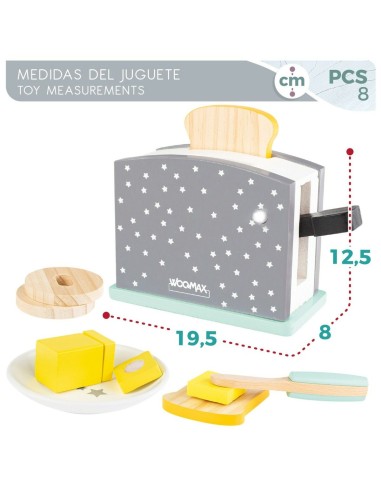 Toy toaster Woomax 8 Pieces 19,5 x 12,5 x 8 cm (4 Units)