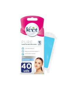 Facial Hair Removal Strips Veet Bandas De Cera Pure Sensitive skin (40 Units)