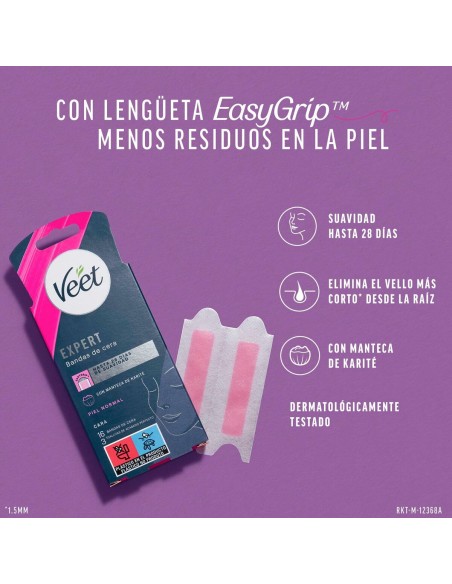 Facial Hair Removal Strips Veet Expert (16 Units)