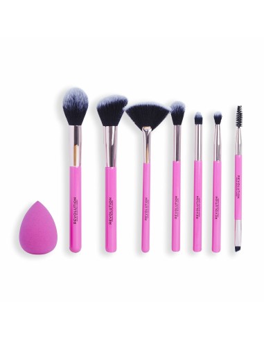 Set of Make-up Brushes Revolution Make Up The Brush Edit Pink 8 Pieces
