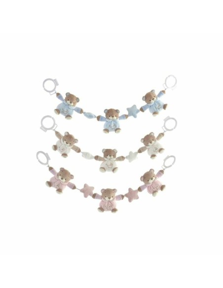 Fluffy toy DKD Home Decor White Sky blue Light Pink Metal Children's Bear 30 x 40 cm 68 x 6 x 9 cm (3 Pieces)