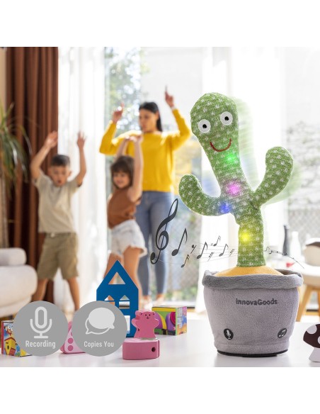 Rechargeable Dancing and Talking Cactus with Music and Multicoloured LED Cacxi InnovaGoods