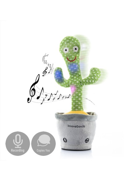 Rechargeable Dancing and Talking Cactus with Music and Multicoloured LED Cacxi InnovaGoods