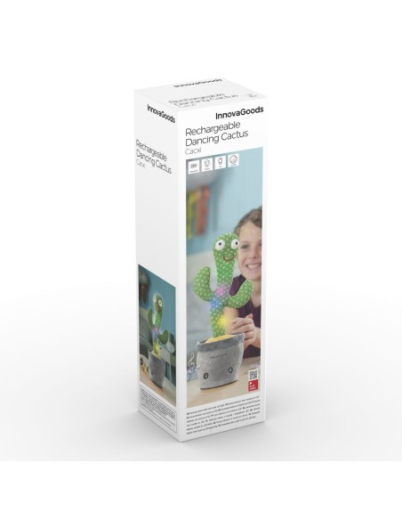 Rechargeable Dancing and Talking Cactus with Music and Multicoloured LED Cacxi InnovaGoods
