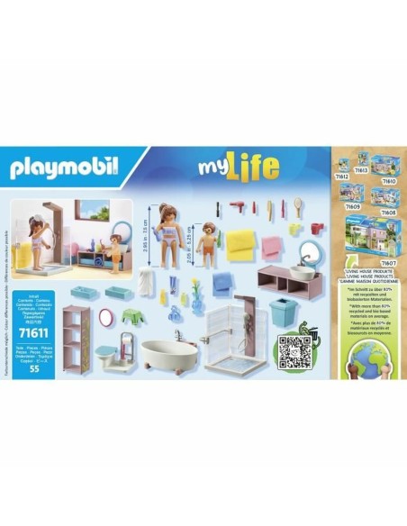 Playset Playmobil 71611 - Bathroom bathtub 55 Pieces