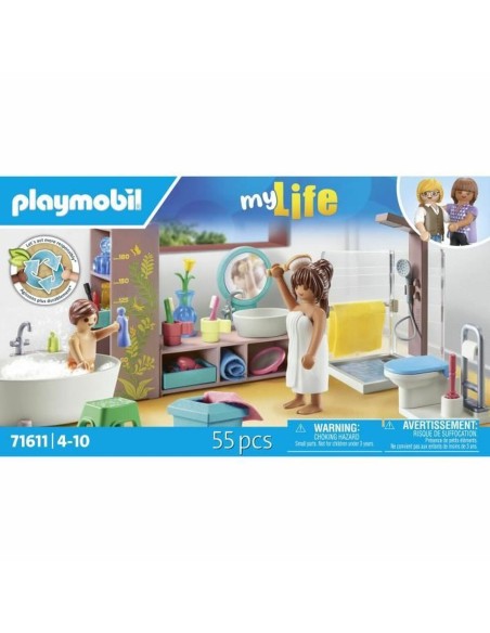 Playset Playmobil 71611 - Bathroom bathtub 55 Pieces
