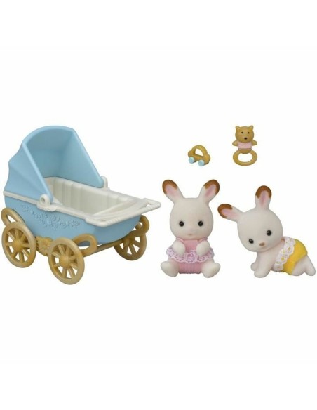 Playset Sylvanian Families Chocolate Bunny Twins and Double Stroller