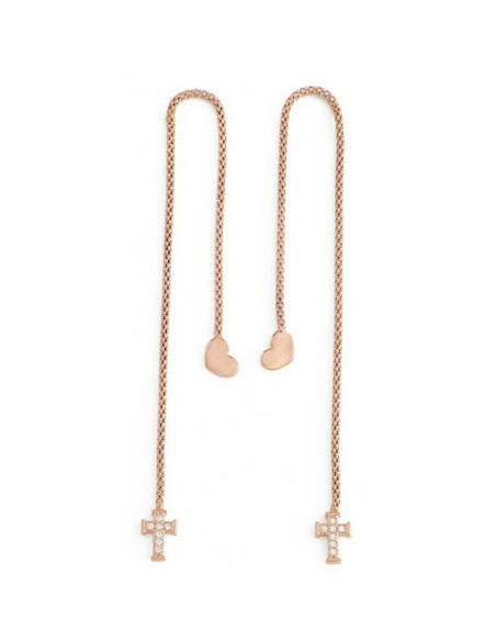 Ladies' Earrings Amen CUORE CROCE CRISTALLI ROSE GOLD Sterling silver 925