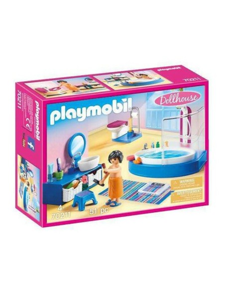 Playset Dollhouse Bathroom Playmobil 70211 Baths (51 pcs)