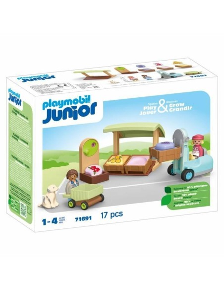 Playset Playmobil Junior 71691 - Organic fruit and vegetable stall 17 Pieces