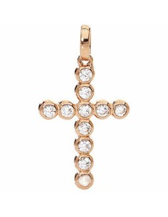 Ladies' Necklace Amen CROCE PICCOLA ARGENTO IP ORO ROSA E ZIRCONI