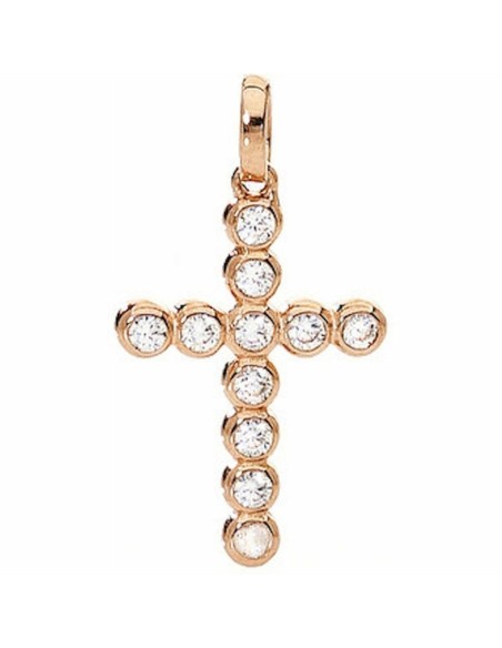 Ladies' Necklace Amen CROCE PICCOLA ARGENTO IP ORO ROSA E ZIRCONI