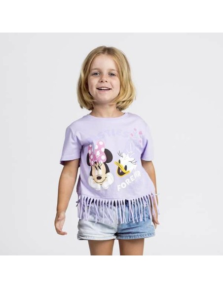 Child's Short Sleeve T-Shirt Minnie Mouse Purple